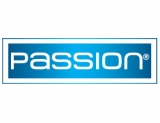 Passion Lubricants White Text Logo on Blue with Blue Border 290 x 223